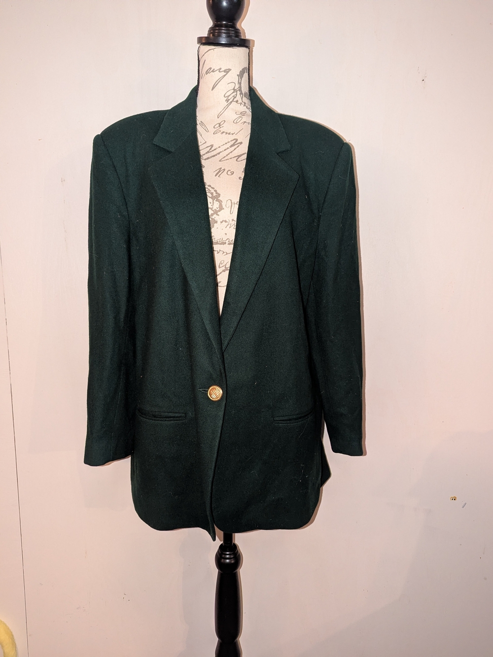 Vintage Sag Harbor 100% Pure Wool Blazer 18 Green Made in USA Dark Academia